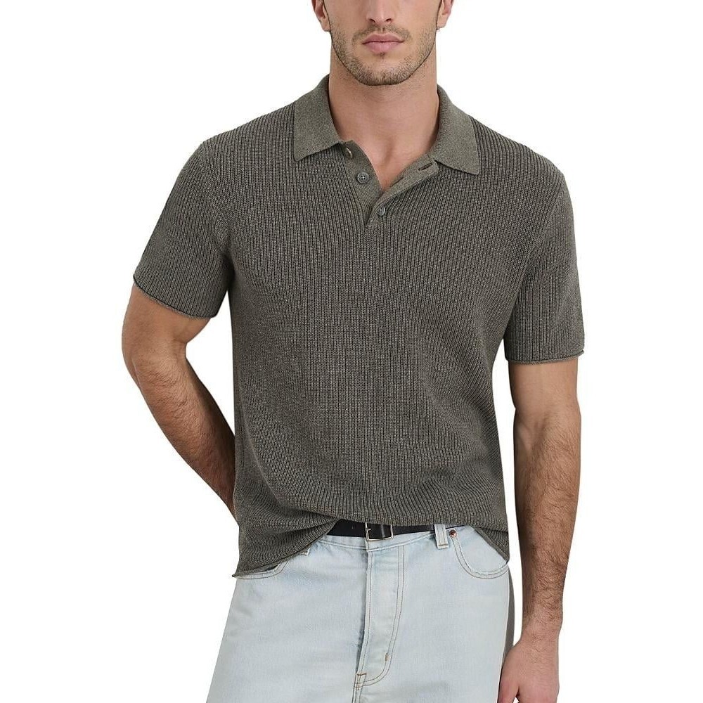 ALEX MILL Polo Shirt Mens XL Heather Olive Cotton Linen Knit JAYCE $150